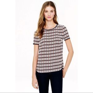 J. CREW Diamond Tile Print 100% Silk Top Size 00